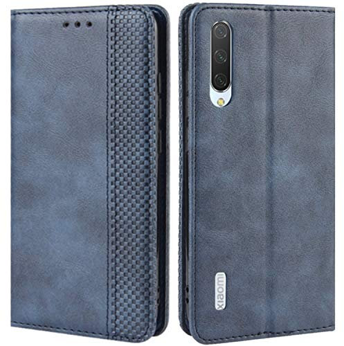 HualuBro Cover per Xiaomi Mi A3, Flip Case in PU Pelle Premium Portafoglio Cover [Funzione Stand] [Slot Carte] Leather Wallet Phone Custodia per Xiaomi Mi A3 (Blu)
