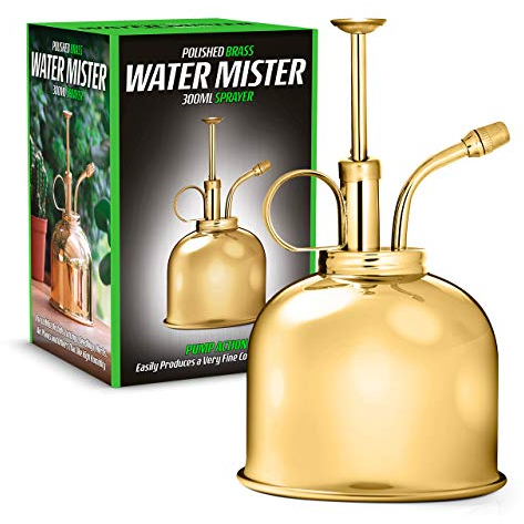 CKB LTD Mister de agua de Pulido de latón macizo latón rociador para interiores Botella de Spray de riego Regadera con Bomba egadera de Flores para regar Bonsai plantas de aire Orquídeas 300ml