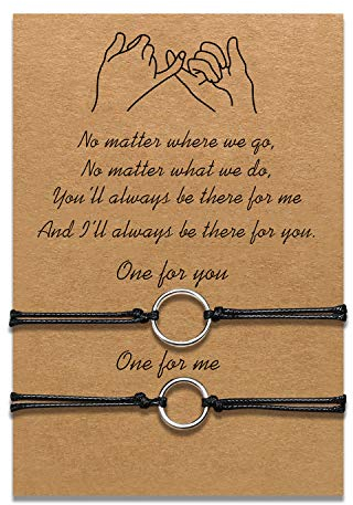 Mutter Tochter Armbänder Set passende Schnur String Armband Geschenk von Mutter zu Tochter Beziehung Handmade Wish Schmuck für Frauen Mädchen (2 Stück Ring)