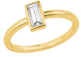 s.Oliver Ring 925 Sterling Silber Damen Ringe, mit Zirkonia synth., Gold, Kommt in Schmuck Geschenk Box, 2029570
