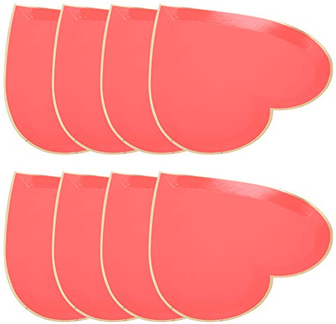 Piatti di carta da 8 pezzi Piatti da festa a forma di cuore rosso Piatti da tavola Decorazione per la festa della mamma Forniture per feste di matrimonio di San Valentino(rosso)