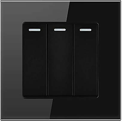 1/2 Gang 2 Way White Crystal Glass Panel Light Switch On and Off Rocker Wall Switch Interruptor 16A (3 gang 2 way black)