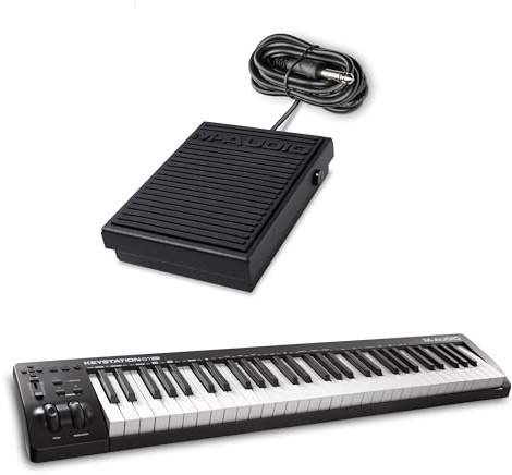 M-AUDIO Keystation 61 MK3 MIDI Controller Bundle with SP1 Sustain Pedal for Studio Recording, Music Production, Podcasting, Streaming