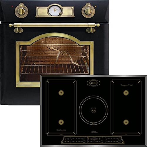 Kaiser Olan 6355 Em Eléctricos Horno empotrado 67L Negro /8 funciones/autosuficiente/horno retro+ KCT 7795 Placa de inducción 77cm Negro/placa/horno eléctrico/iluminación/Lujo fabricante Kaiser