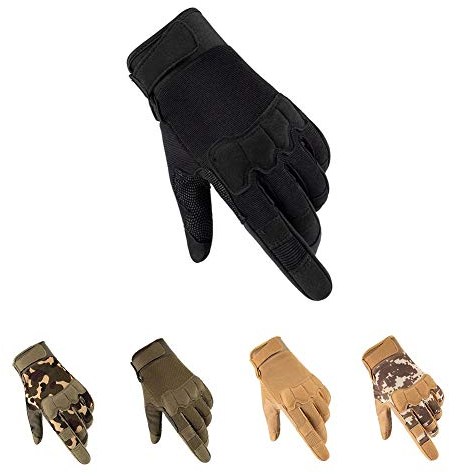 HYCOPROT Taktische Vollfinger Handschuhe, Touchscreen Motorrad Atmungsaktive Leichte Einsatzhandschuhe Outdoor Militär Zum Schießen Jagen Motorradfahren Klettern (Schwarz-1, Medium)
