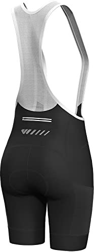 Lo.gas Fahrradhose Damen Gepolstert Mit TräGer Fahrrad TräGerhose Damen Bib Shorts Fahrradhose Schnell Trocknende StoßFeste Fahrradunterhose Mit 4d Polster Tasche A-Schwarz XXL