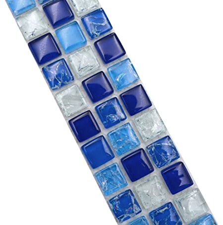 Mosaik Borde weiss blau Glasmosaik glänzend Quadrat Wand Küche Bad Dusche