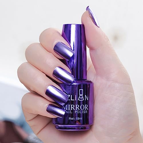 MEITREND 8ml Metal Nail Polish Magic Mirror Gel Nail Polish Set Varnish Chrome Nail Art Polish Long-Lasting Non-Peelable (Violet 10), 11
