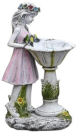 KGADRX Fairy Garden Statue Resin Angel Figurine Solar Light Outdoor Floral Fairy Lamp Lantern Water Feature Effect Garden Decoration