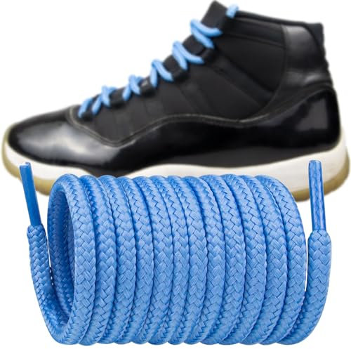Endoto Runde Schnürsenkel für Air Jordan 11 Sneaker Schuhe, Ersatz Polyester Schuhbänder Round ShoeLaces Laces (Babyblau,50 Zoll)