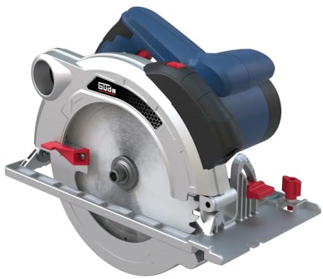 GÜDE Scie circulaire manuelle HKS 65-1500 L, 1500 W, lame de scie 190 mm, guide laser, poignée souple, coupes à onglet jusqu'à 45°, avec accessoires pour un travail précis et sûr