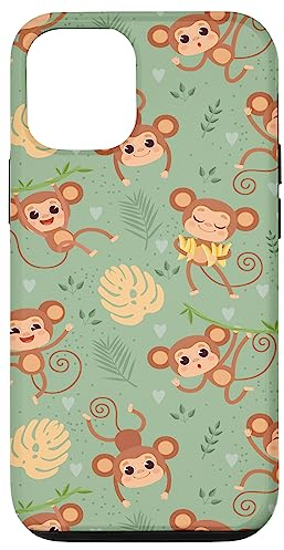 Hülle für iPhone 12/12 Pro Affe Wald Muster Handyhülle - Lustiger Affe Liebhaber