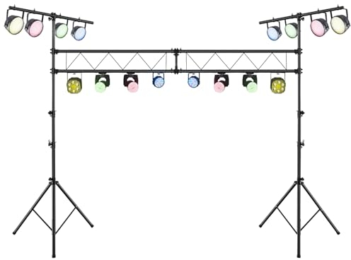 COSTWAY 350cm lang Lampensaktiv, DJ-Lichtstativ 180-360cm höhenverstellbar aus Metall, Beleuchtungsativ mit einziehbaren T-Stangen bis 100kg Belastbar für Konzerte, Theater & Partys