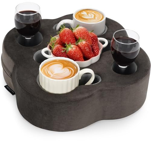 HealsTok Coussin porte-gobelet pour canapé – Panier de canapé avec porte-gobelet pour lit, voiture, camping-car, bateau organisé pour télécommande, boissons, collations (oot)