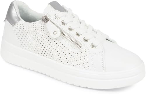 Dual-Fastening Trainers - White-Silver Size 4