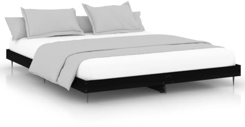 QZZCED Hotelbett Familienbett Tagesbett Gästebett Bettgestell Schwarz 180x200 cm Holzwerkstoff für Schlafzimmer, Gästezimmer