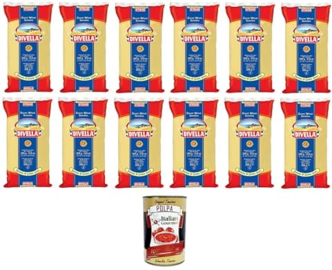 Italian Gourmet Semola di Grano Duro Rimacinata farina Hartweizen 12 x 500g | Ideale per pasta fresca, pane e pizza; doppelt gemahlen, griffige Textur für, Gesamtnettogewicht 6 kg + Kostenlos Polpa 400g