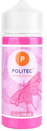 Politec - Pintura Acrílica de Calidad Profesional, Impermeable, Resistente a la Luz, para Lienzos, Tela, Madera, Cristal, Piedras, Pintura textil, Pintura para Lienzo. (Magenta #342)