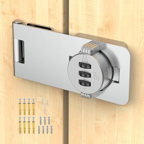 MeBantoo 3-Digit Combination Cabinet Lock, 4.5 Keyless Safety Drawer Lock for Lockers, Small Doors, Closets, Storage, Office (1, Silver)