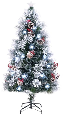 DREAMADE Sapin de Noël en Fibres Optiques avec Lumières LED,Arbre de Noël Artificiel 150/180CM avec 170/220 Branches,Vert (150CM)