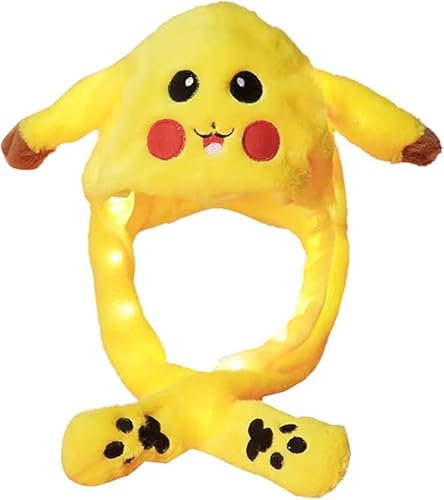 Sunshine smile Mütze Mit Beweglichen Ohren,Lustige Mütze Mit Ohren,Mütze Bewegliche Ohren,Niedlicher Leuchtender Hasen Mütze,Beweglicher Ohr Kaninchen Hut,Hase Mütze,Weihnachtsmann Plüsch Hut