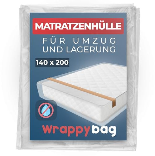 WRAPPYBAG – Matratzenhülle Wasserdicht – Schutzhülle für Matratzen – Matratzenaufbewahrungshülle für Umzug, Lagerung & Transport – 140x200 cm - Los von 2