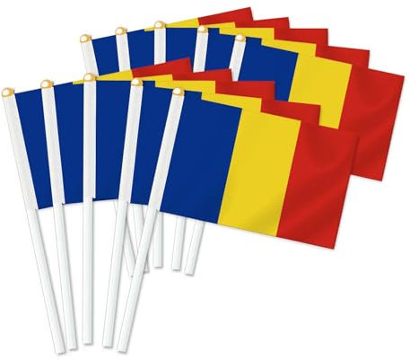 25 Stück Rumänien Handheld Flagge,Rumänisch Dekor Hand gehalten Hold Fahne, Dekoration Banner hand Romania