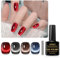 INPING Cat Eye Gel Nail Polish, 4 Colors Galaxy Shimmer Sparkle Glitter Red Black Brown Blue Magnetic Gel Polish with Magnet Nail Varnish Soak Off UV/LED for Women, 8 ML