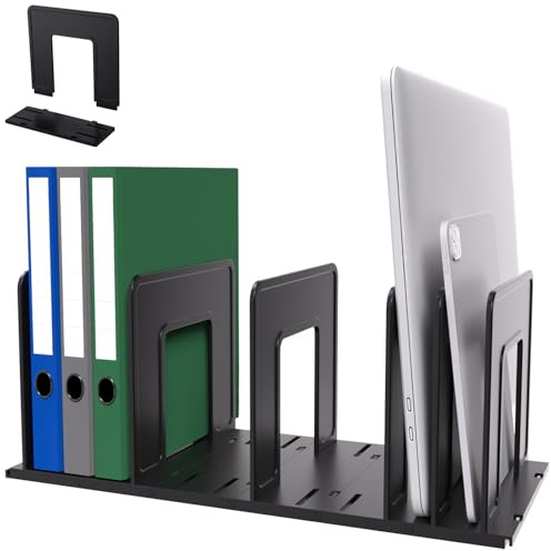 LuluEasy Adjustable Vertical File Sorter Sturdy Plastic Expandable Upright File Holder, Desktop Binder Organizer, School Office File Organizer Bookshelf Divider, Assemble Easily Endlessly, Black