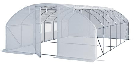 TOOLPORT Foliengewächshaus Gewächshaus 4x6m Premium mit schwenkbarer Türkonstruktion PE-Plane 180 g/m² weiß transparent