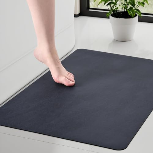 KAZOLEN rutschfeste Badematte Super Absorbierende Badezimmerteppich: dünn 40 x 60 cm Waschbar schnelltrocknende Badvorleger Duschvorleger für Badewannen, Dusche und Badezimmer, Toilette, Navyblau