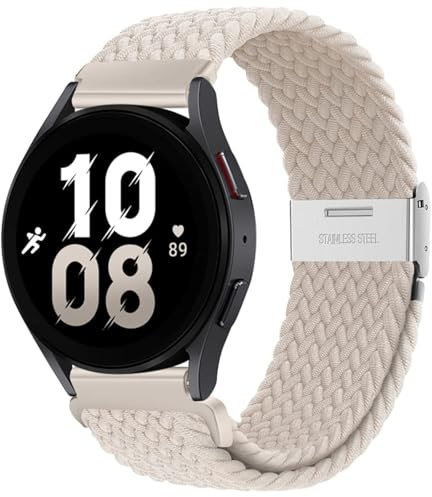 BDNJN Correa de 20 mm 22 mm para Samsung Galaxy Watch 6 5 4 Band 40/44 mm 5Pro Active 2 Gear S3 pulsera elástica trenzada para Huawei GT2/3 /4Pro/5 correas de reloj(Starlight,20mm)