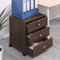 BonChoice 3 Drawers Mobile File Cabinets Pedestal Office Filing Cabinet Lockable with Rolling Casters, Wood Under Desk Storage Cabinet for A4 Paper (#2 Dark Brown)