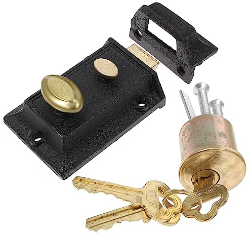 Antikes Türschloss 1 Satz für Holztüren, Sicher und Solide | Eisen und Kupfer, für 35-55mm Türstärke, Schule und Zuhause, Cylinder Lock