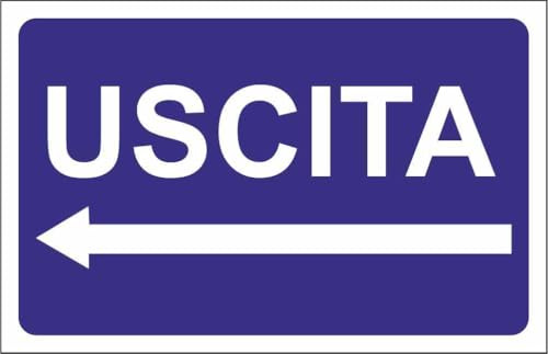 CARTELLO SEGNALETICO - USCITA BLU CON FRECCIA PERSONALIZZATA - Adesivo Extra Resistente, Pannello in Forex, Pannello In Alluminio (Alluminio, 10x15 cm)