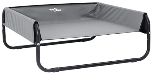 vidaXL Hundebett Hellgrau 85 x 85 x 33 cm Stahl | Tragbar und leicht zu transportieren, Stabiler Metallrahmen für lange Nutzung, Das erhöhte Design entlastet deine Haustiere