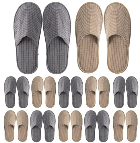 LYCN Lot de 12 paires de pantoufles jetables - Antidérapantes en polaire douce - Lavables - Pour homme et femme - Pour la maison, les voyages, le spa, l'intérieur