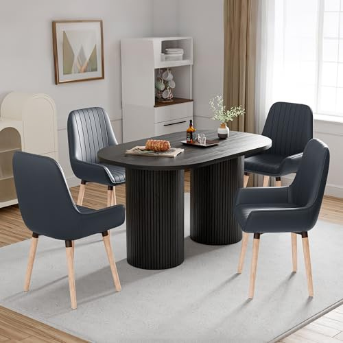 ELUCHANG Esszimmerstühle 4er Set, Grau PU-Leder, Leicht zu Reinigen, Ideal für Familien (mit Kinder/Tiere) und Häufig Genutzte (Restaurants/Cafés), Polsterstuhl für Esszimmer, Wohnzimmer, Schlafzimmer