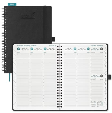 BEZEND Kalender 2026 2027 Buchkalender 1 Woche 2 Seiten A5 (21,5 x 15,5 cm)