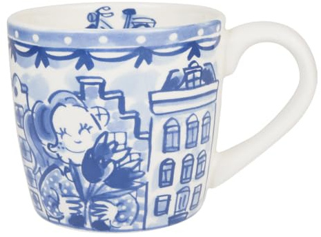 Blond Amsterdam Cappuccino-Becher Grachten & Tulpen, 500ml | Keramik, Delfts Blond Design, Für Cappuccino & Tee, Mikrowellengeeignet, Handwäsche empfohlen