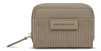 Kapten & Son Geldbörse Damen | Bergen Pro Wallet Small Cord Dusty Khaki | Portemonnaie Damen Klein Grün | Geldbeutel mit 8 Kartenfächern & Kleingeldfach | 9,5 x 11,5 x 3,5 cm