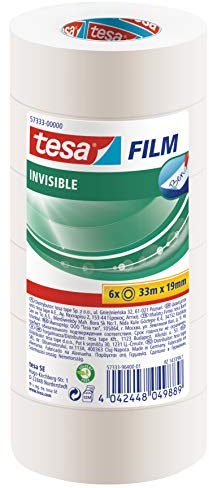 tesafilm, invisible, 33m x 19mm, Vorteilspack mit 6 Rollen