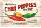 Reklamewelt Cartel de Chapa Retro Home & Country – Chili Peppers – Idea de Regalo para la Cocina, metálico, Diseño Vintage Decorativo, 20 x 30 cm
