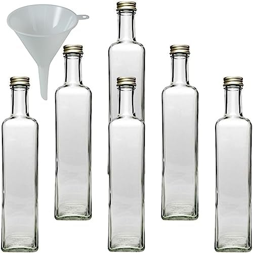 Viva Haushaltswaren Lot de 6 Bouteilles en Verre avec Bouchon vissé 500 ML Entonnoir Ø 9,5 cm Inclus