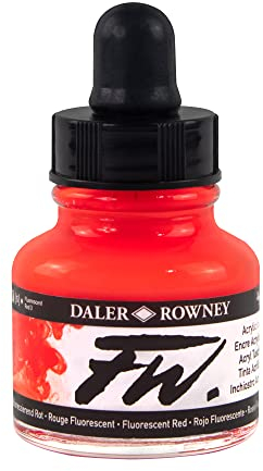 Daler-Rowney FW Artists Ink - Acryl Kuenstlertinte - Fluoreszierend - 29 ml - Rot
