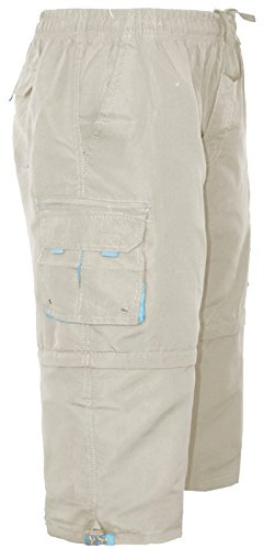 GA COMMUNICATIONS Mens 3/4 Shorts 2 in 1 Cargo Combat Zip Off Summer Jogging Casual Trousers S-XXL[Grey,XXL]