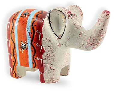 Budawi® Speckstein Deko Figur Elefant Statue Skulptur Elefantenfigur Glückselefant handgefertigt und handbemalt