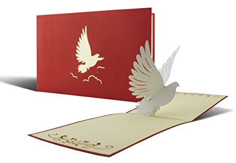 Karte zur Taufe, Kommunion, Konfirmation, Taufkarte, Glückwunsch zur Taufe für Junge oder Mädchen mit Taube 3D Pop Up C04