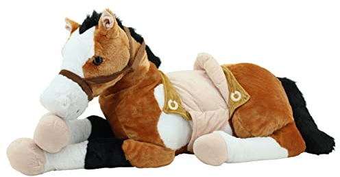 Sweety Toys 6502 Lucky Pferd XXL Riesen Pferd liegend mit Sattel-BRAUN