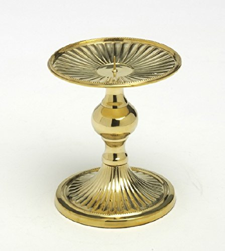 Kerzenleuchter Scheibenleuchter Messing Gold (H 15 cm Ø 13 cm) für Kerzen, Altarkerzen